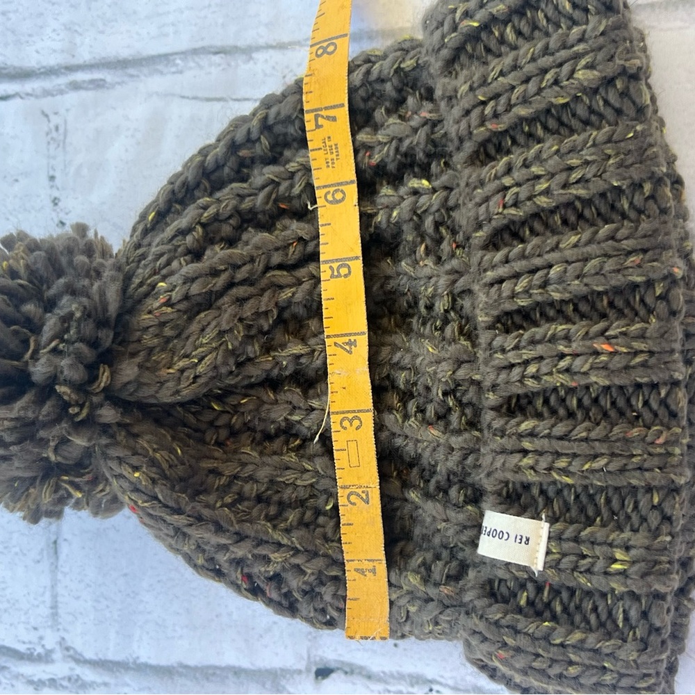Re Pim Pom Knitted Beanie Green Os - image 2